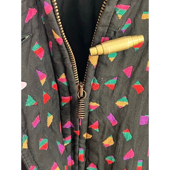 Vintage Crisca Wool/SillbBlend Printed Long Sleeve Full Zip Bomber Jacket 36 - Picture 10 of 11